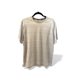 Nike Running Dri-Fit Short-Sleeved Tee-Shirt, Size L, Light Grey, 100% Polyester